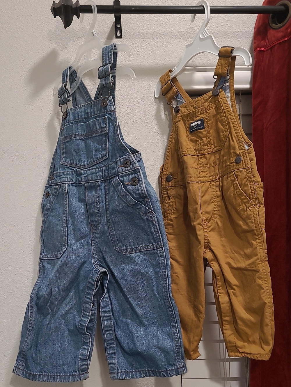 Oshkosh Boys Overalls Denim Khaki 12 Months 18 Months Toddler Western Vintage
